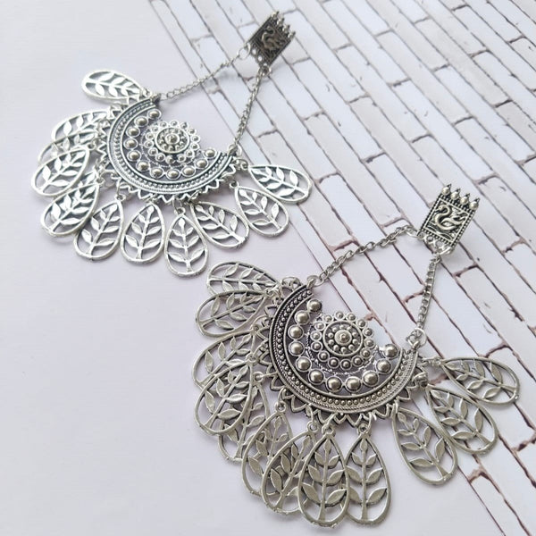 Buy Rainvas Silver Oxidised Round Jhumka Earrings | Shop Verified Sustainable Womens earrings on Brown Living™