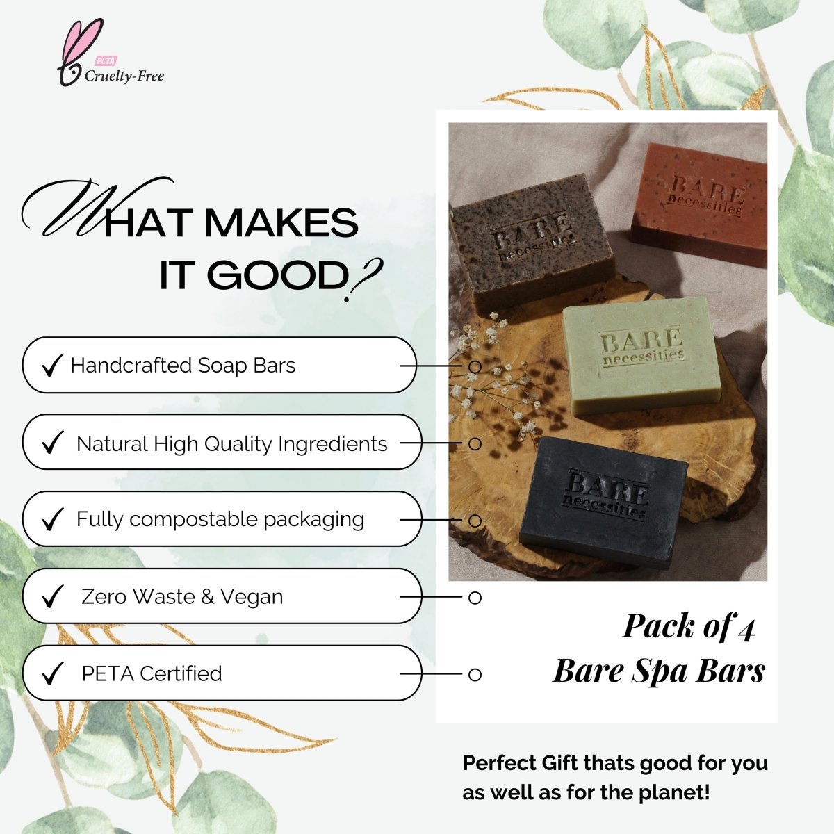 Pack of 4 Bare Spa Bars | Verified Sustainable by Brown Living™