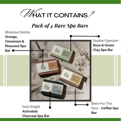 Pack of 4 Bare Spa Bars | Verified Sustainable by Brown Living™