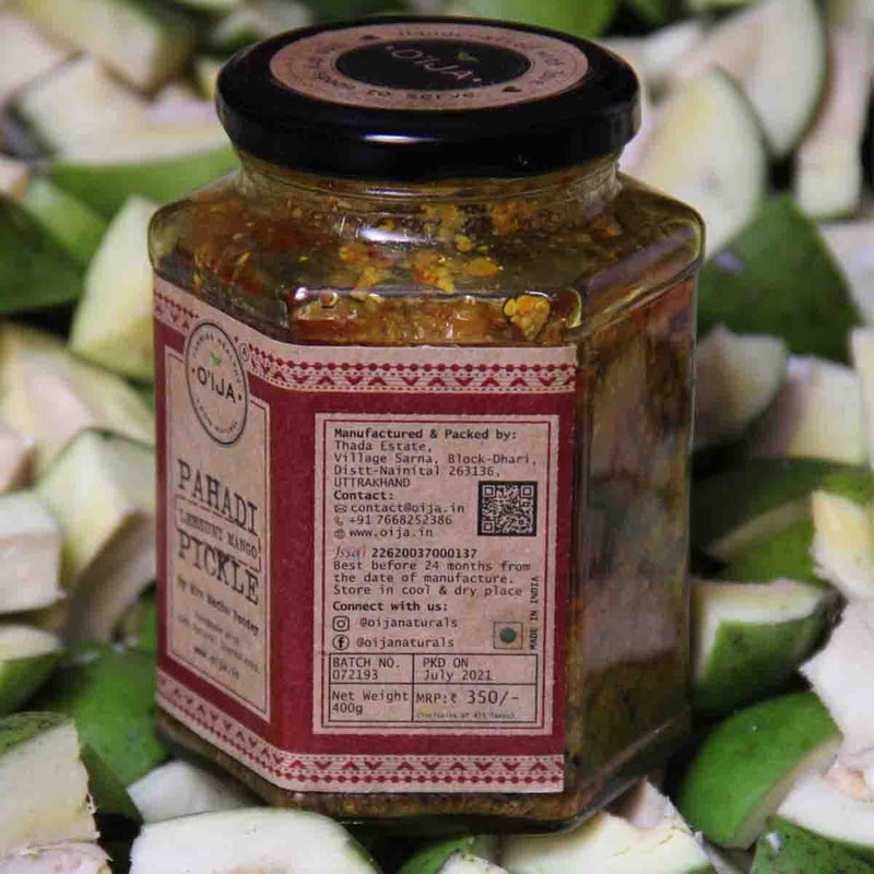 Buy Pahadi Lehsuni Mango Pickle, 100% Preservatives Free, Mom-made | Shop Verified Sustainable Products on Brown Living