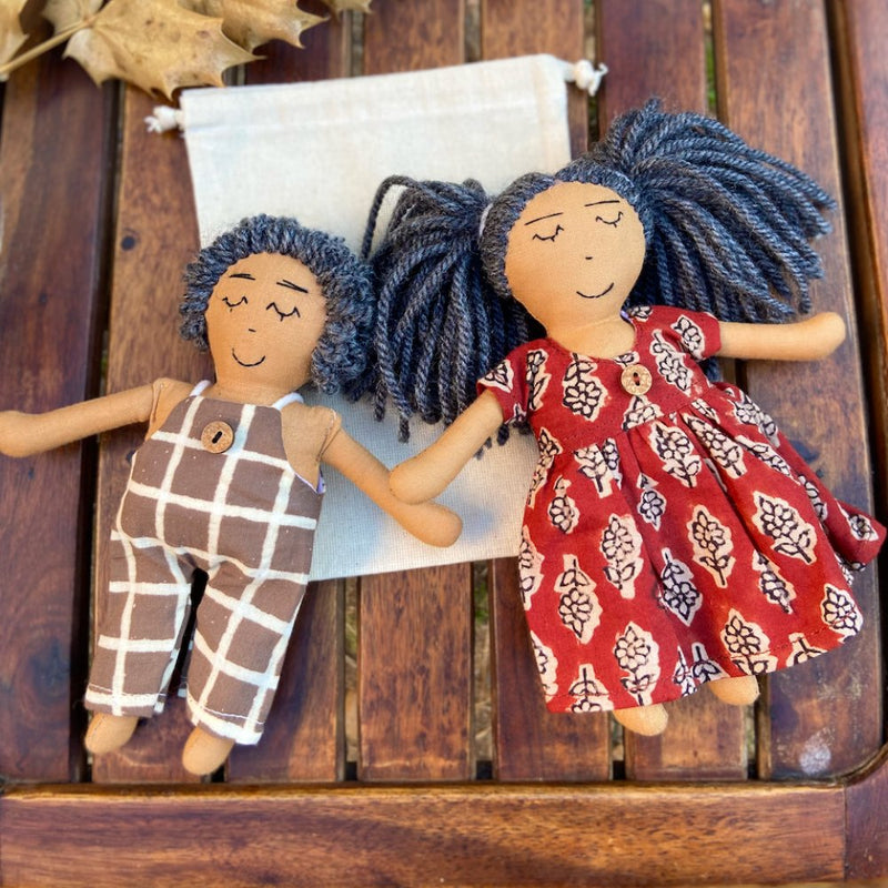 Pairs Brown- Set of 2 Fabric Dolls | Verified Sustainable Role & Pretend Play Toys on Brown Living™
