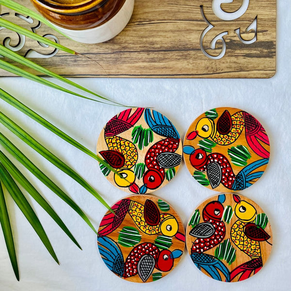 Buy Pakhi - Round Wooden Coasters | Shop Verified Sustainable Products on Brown Living