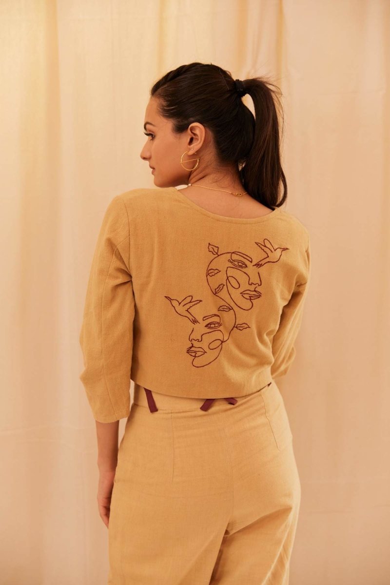 Buy Pale Abstract Cropped Shirt | Shop Verified Sustainable Products on Brown Living