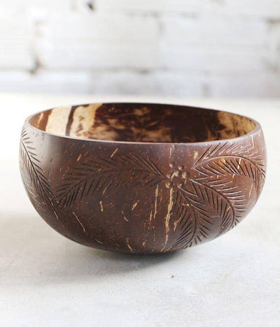 Palm Leaf Jumbo Coconut Bowl - 900 ML, 1 Bowl with Spoon and Fork – Serving Set on Brown Living™. SKU: 173 - 13435 - THENGA17. Img 1.