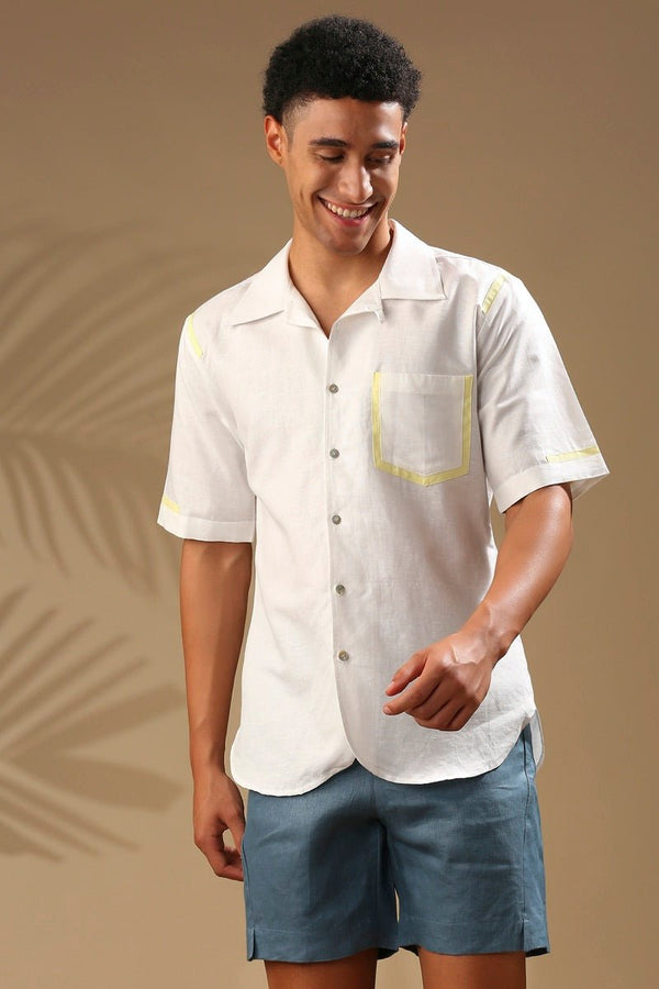 Buy Palm Resort Collar Shirt - White | Shop Verified Sustainable Products on Brown Living