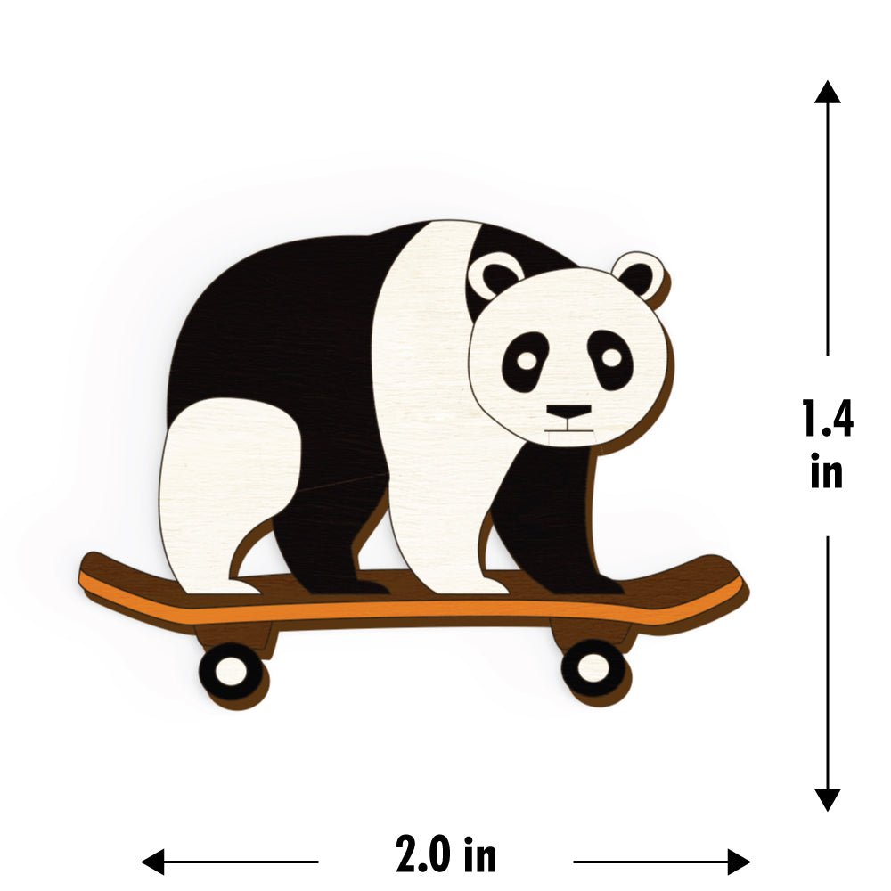 Panda Skateboard Hand Painted Wooden Magnet | Verified Sustainable by Brown Living™