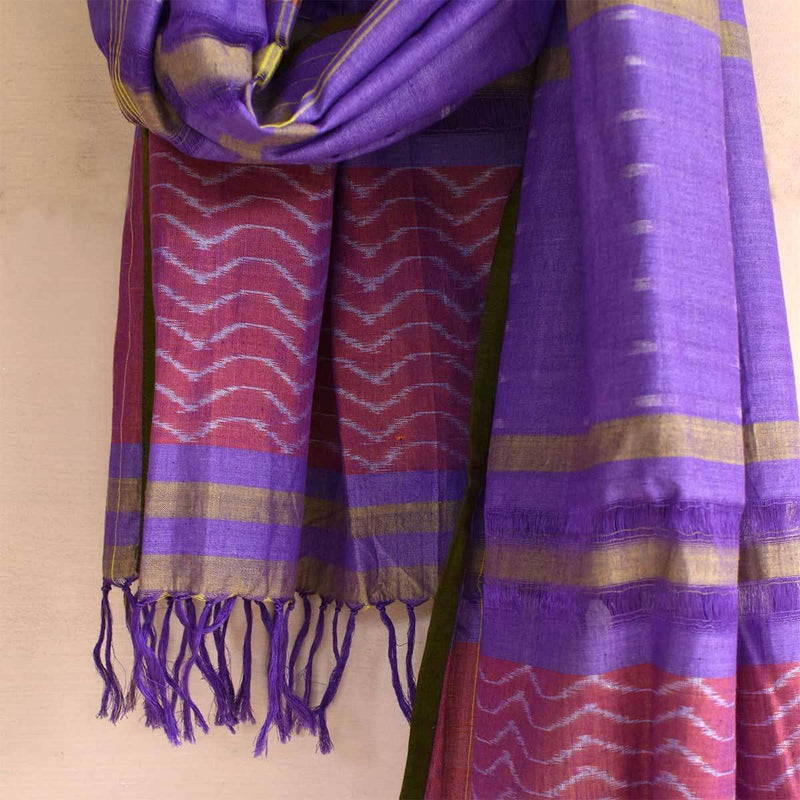 Buy Pankh Dots Purple Ikat Scarf | Shop Verified Sustainable Products on Brown Living