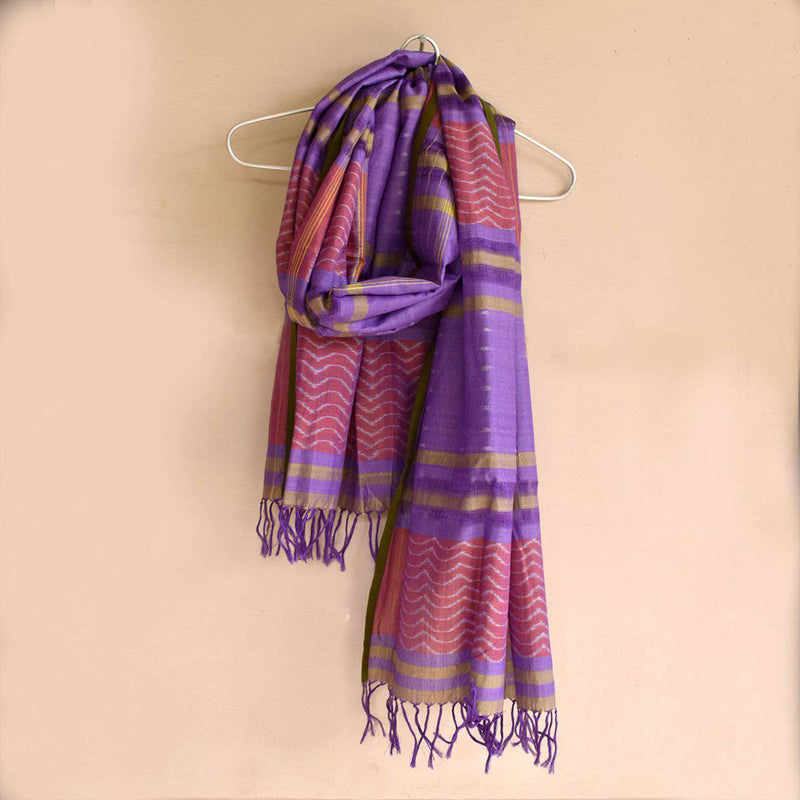 Buy Pankh Dots Purple Ikat Scarf | Shop Verified Sustainable Products on Brown Living