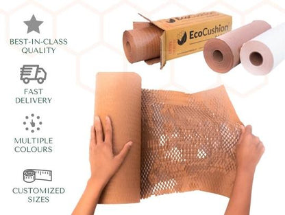 Paper Bubble Wrap | Length 50M | Honeycomb Packaging | Verified Sustainable by Brown Living™