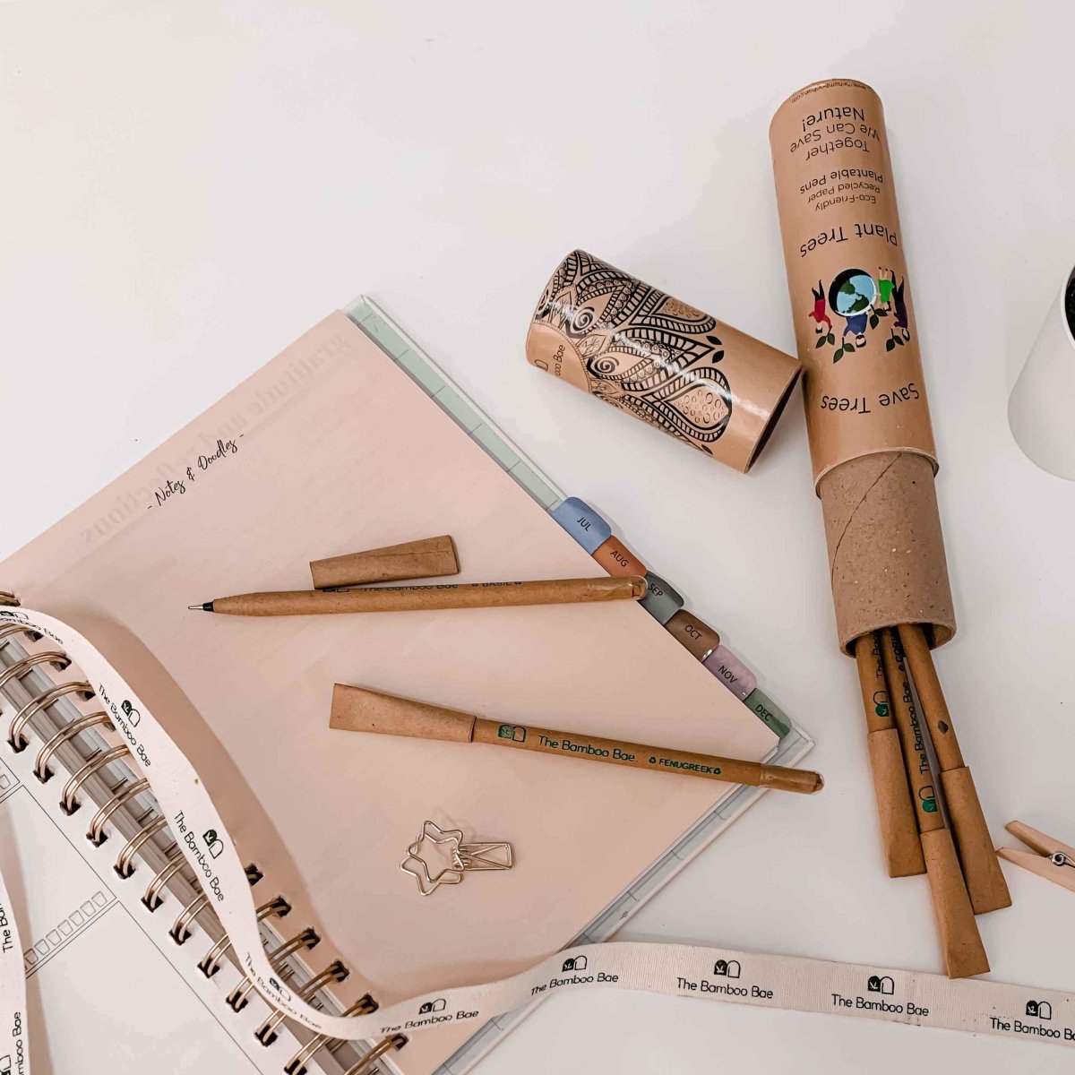 Paper Pens | 7 Plantable Pens with Reusable Tube Box | Seed Pens | Verified Sustainable by Brown Living™