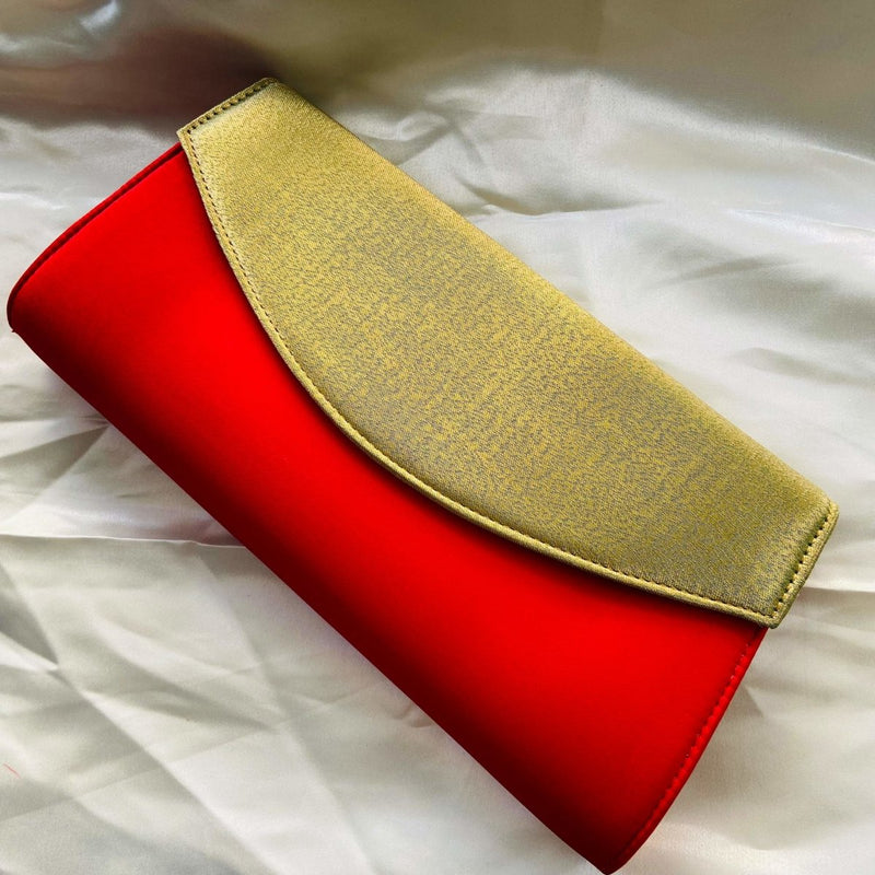Buy Party Clutch Purse - Red with Golden | Shop Verified Sustainable Womens Clutch on Brown Living™