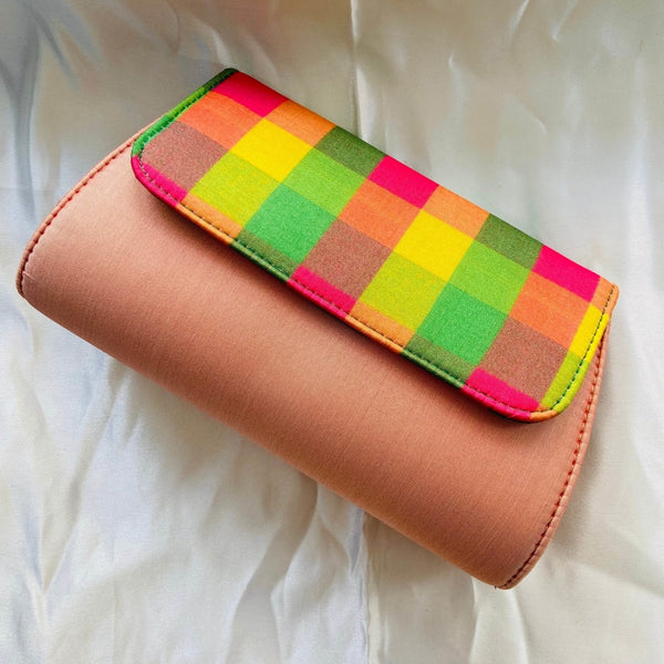 Buy Party Clutch Purse with Sling- Peach with multicolour | Shop Verified Sustainable Products on Brown Living