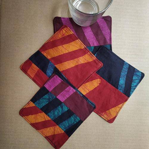 Buy Patchwork Fabric Tea Coasters | Shop Verified Sustainable Table Decor on Brown Living™