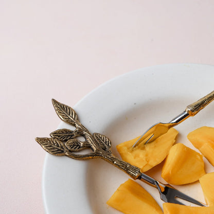 Patram Brass Fruit Forks | Verified Sustainable by Brown Living™