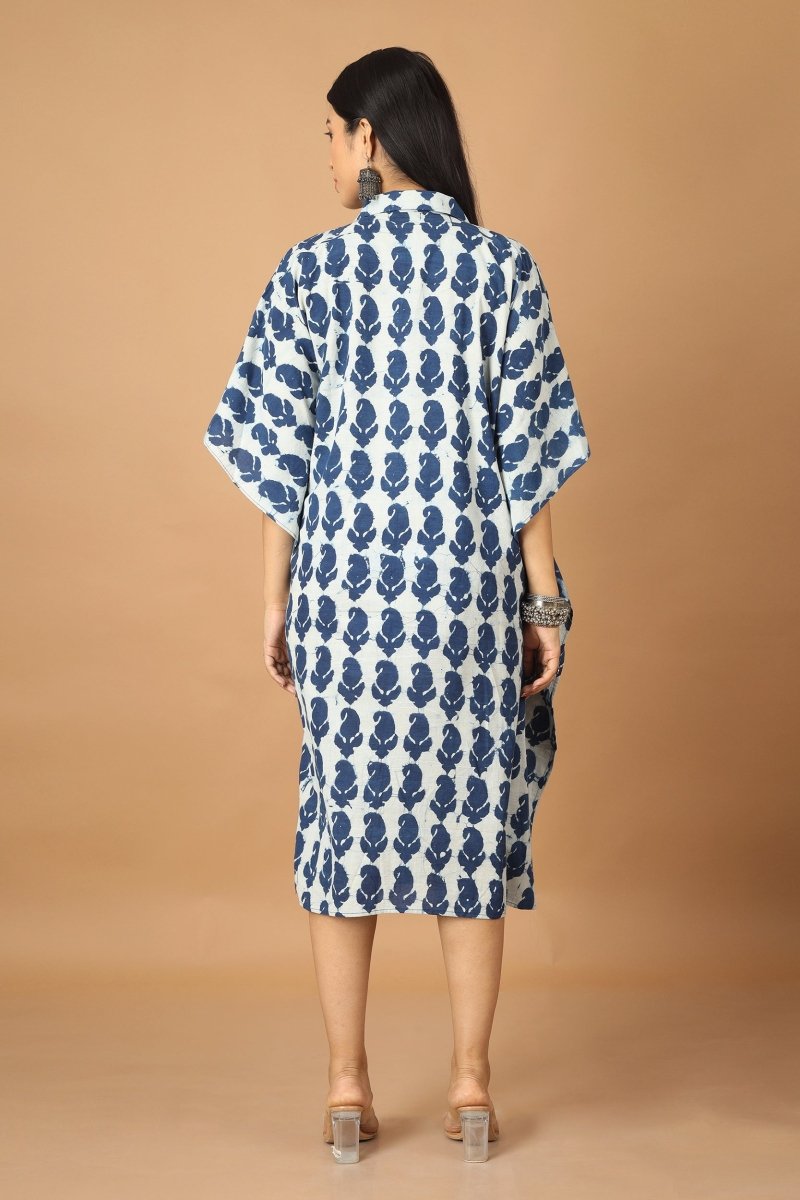 Pattrika Dabu Indigo Kaftan | Verified Sustainable by Brown Living™