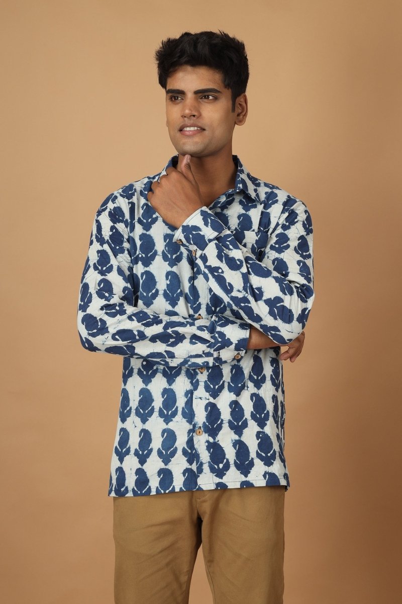 Pattrika Dabu Indigo Mens Cotton Shirt | Verified Sustainable by Brown Living™