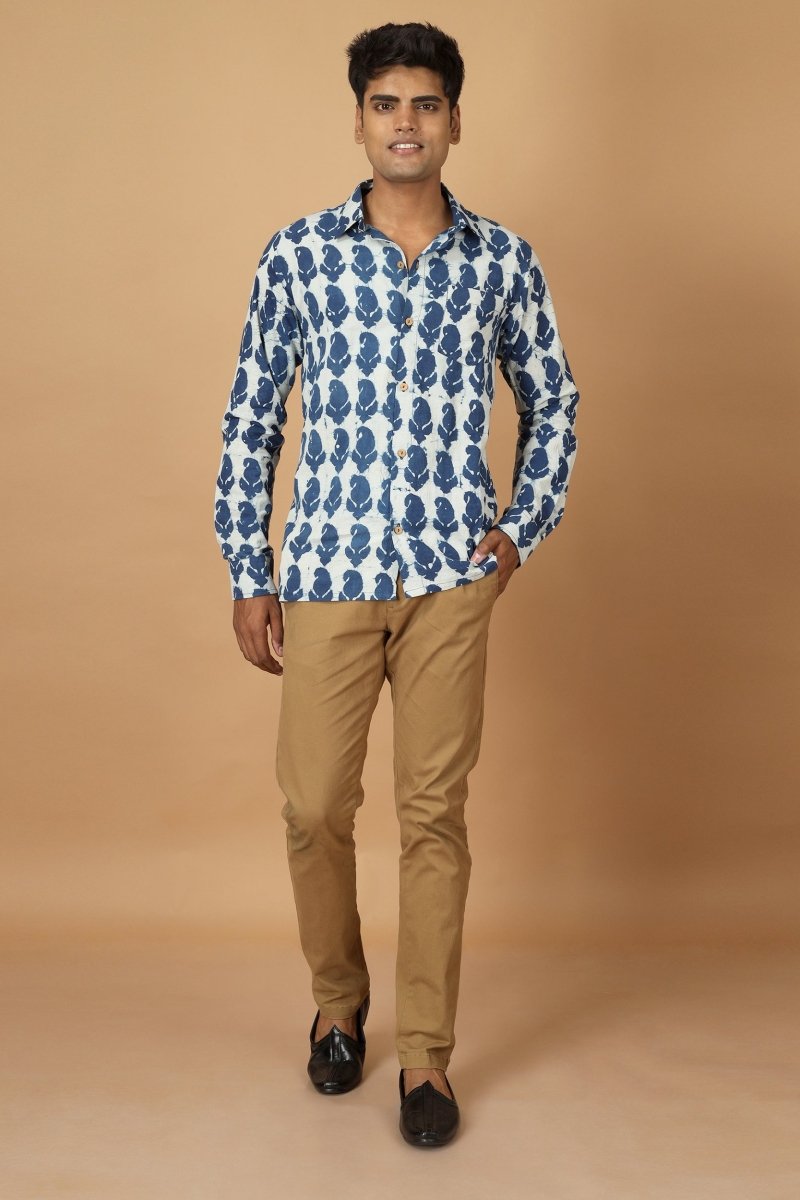 Pattrika Dabu Indigo Mens Cotton Shirt | Verified Sustainable by Brown Living™