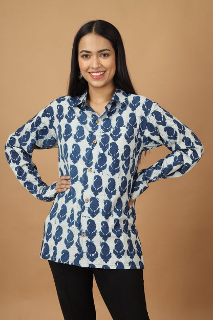 Pattrika Dabu Indigo Womens Cotton Shirt | Verified Sustainable by Brown Living™