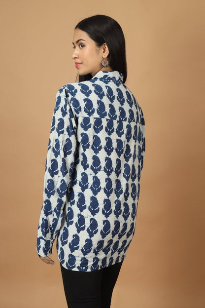 Pattrika Dabu Indigo Womens Cotton Shirt | Verified Sustainable by Brown Living™