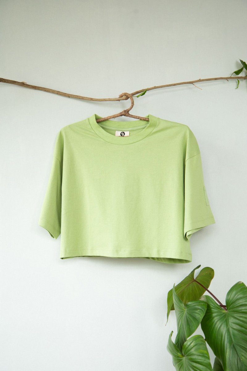 Buy Peace Organic Cotton Crop Top in Green | Shop Verified Sustainable Womens T-Shirt on Brown Living™
