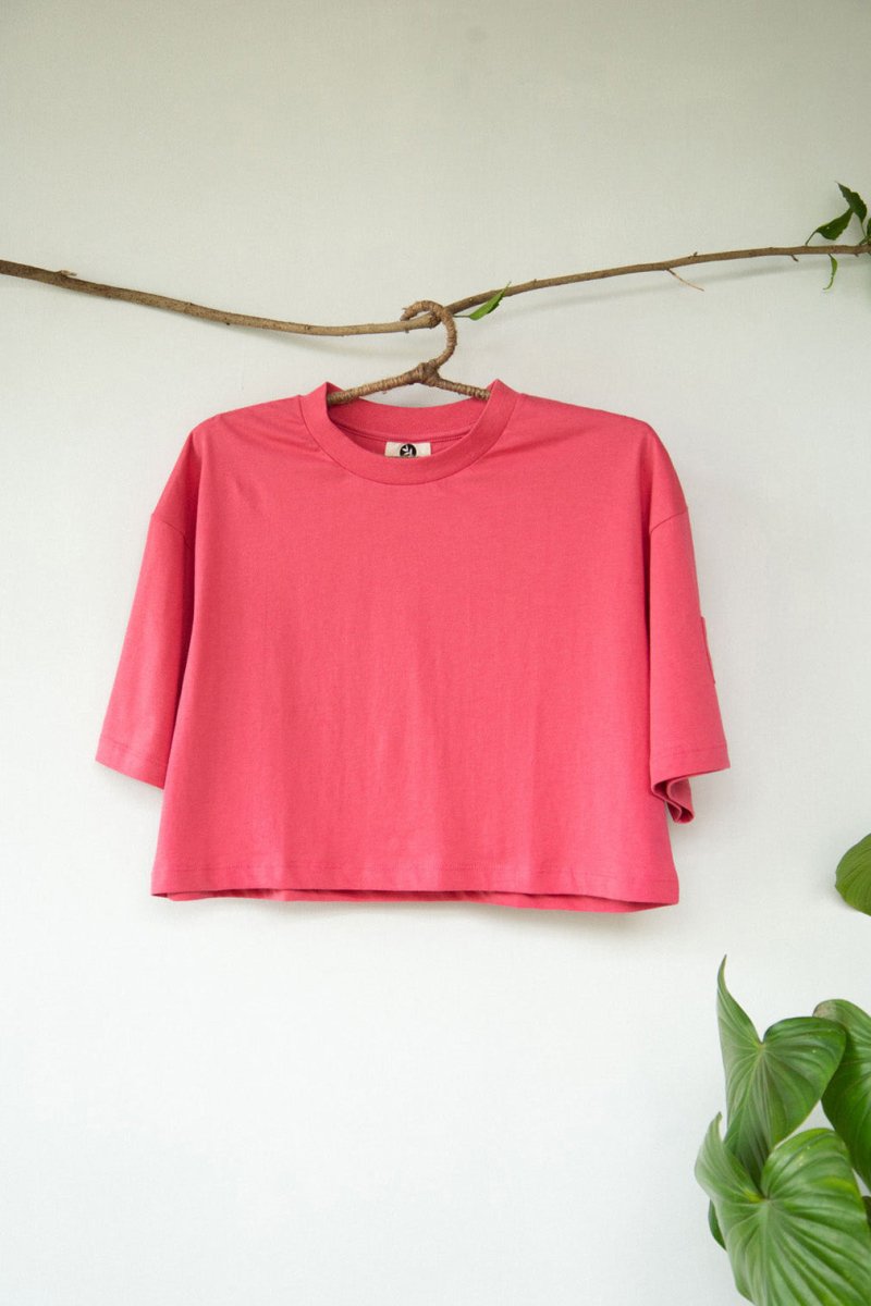 Buy Peace Pink Organic Cotton Crop Top | Shop Verified Sustainable Womens Top on Brown Living™