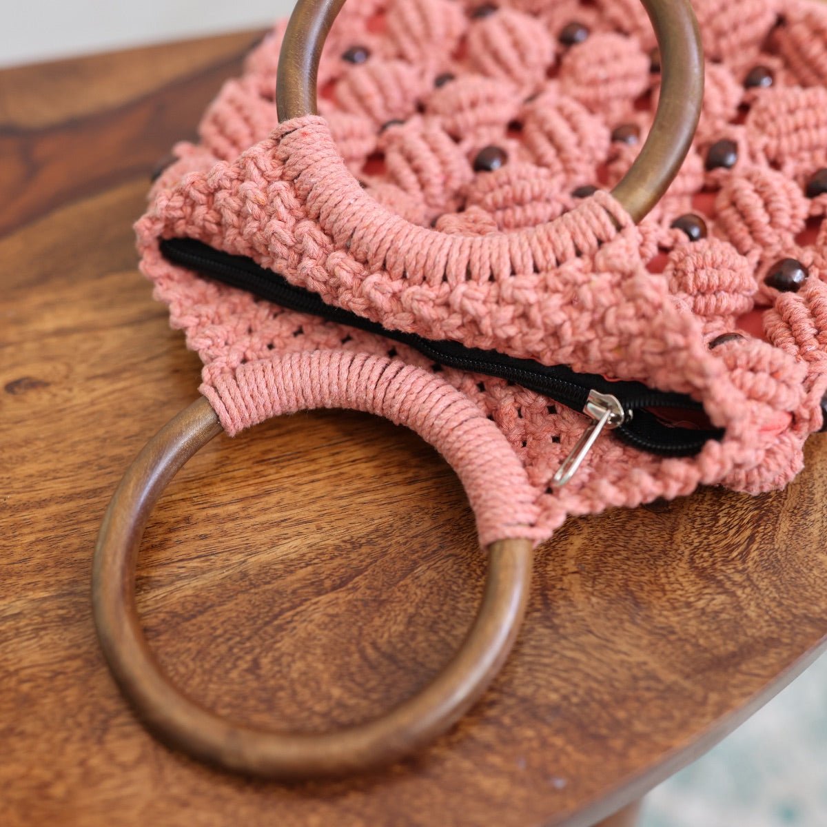 Peach Ring Handmade Macrame Bag | Verified Sustainable by Brown Living™