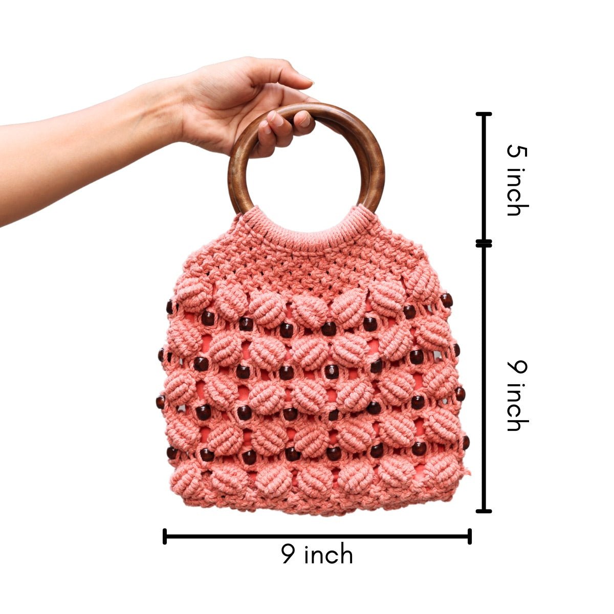 Peach Ring Handmade Macrame Bag | Verified Sustainable by Brown Living™