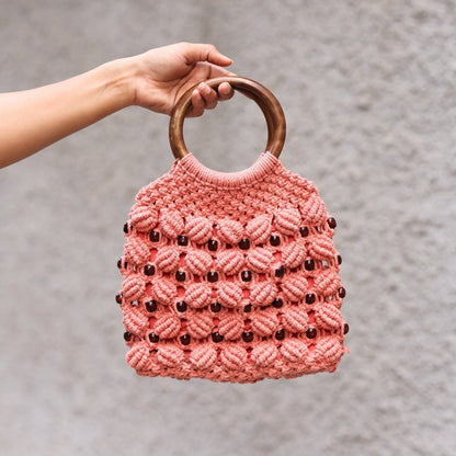 Peach Ring Handmade Macrame Bag | Verified Sustainable by Brown Living™