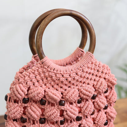 Peach Ring Handmade Macrame Bag | Verified Sustainable by Brown Living™