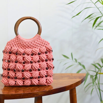 Peach Ring Handmade Macrame Bag | Verified Sustainable by Brown Living™