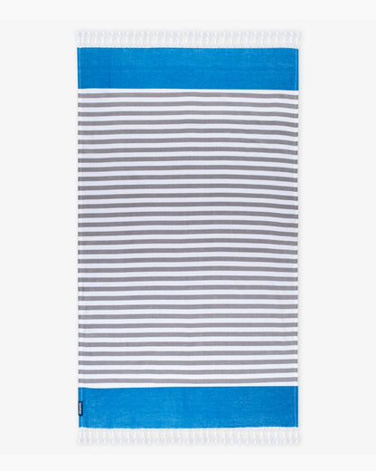 Peacock Blue Bamboo & Cotton Blend Woven Towel | Tula stripe | Verified Sustainable by Brown Living™