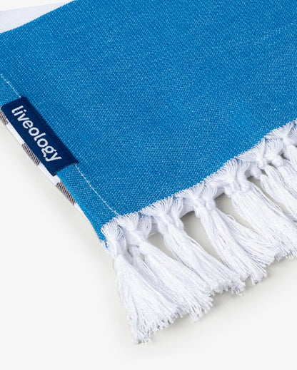 Peacock Blue Bamboo & Cotton Blend Woven Towel | Tula stripe | Verified Sustainable by Brown Living™