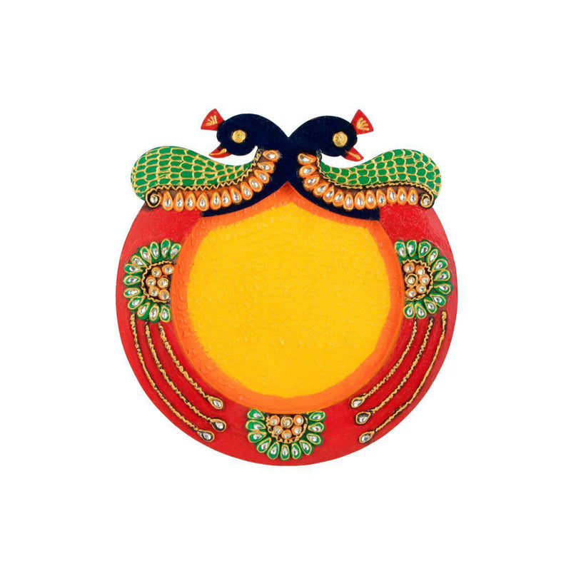 Peacocks Embrace Pooja Thali Handicraft Wooden | Verified Sustainable by Brown Living™