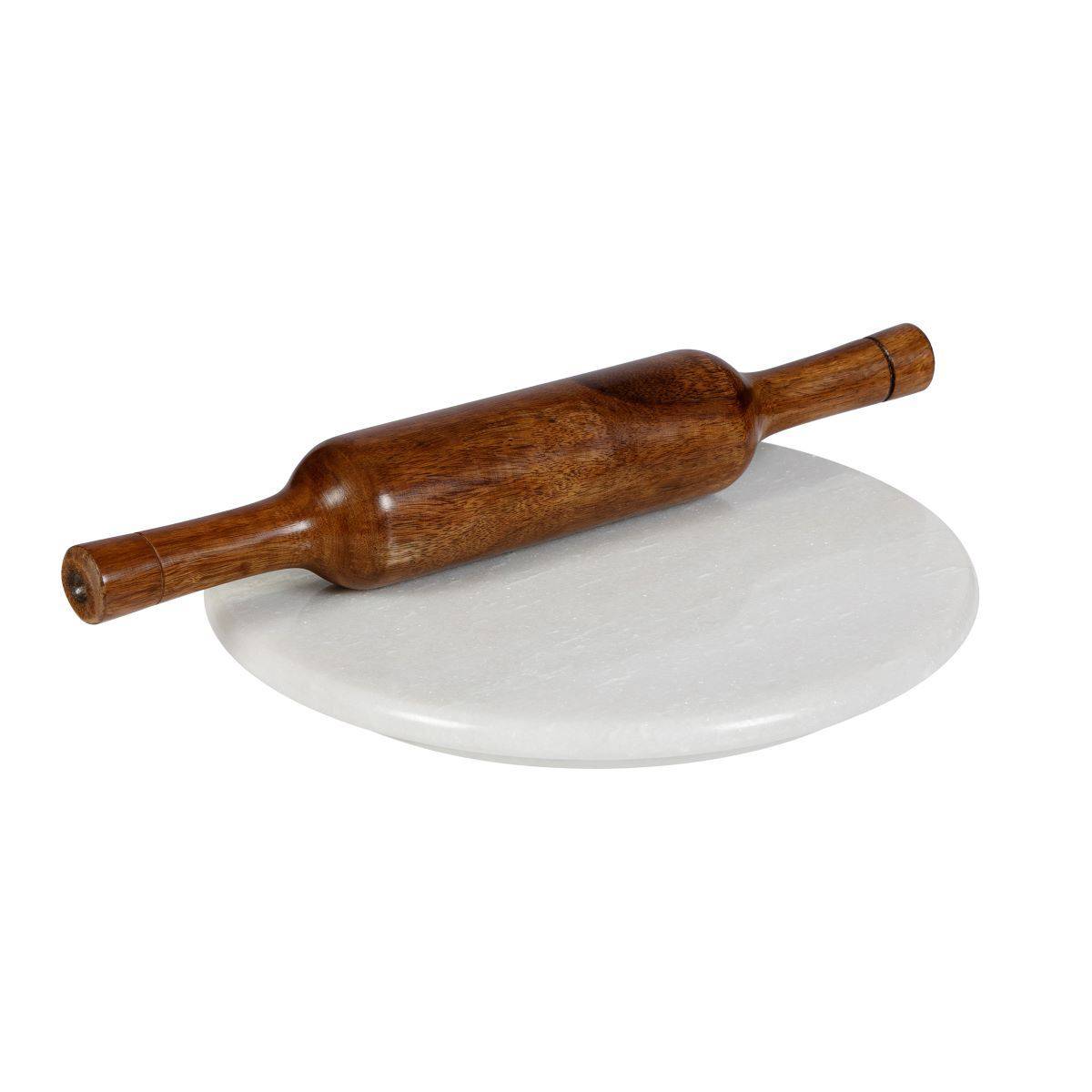 Pearl White Chakla Belan/Rolling Board & Pin Set - 9" Marble | Verified Sustainable by Brown Living™