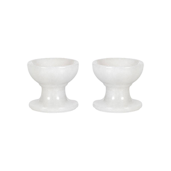 Buy Pearl White Diya Set of 2 Handcrafted Marble - Standard or Large | Shop Verified Sustainable Decor & Artefacts on Brown Living™