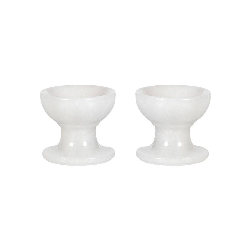 Buy Pearl White Diya Set of 2 Handcrafted Marble - Standard or Large | Shop Verified Sustainable Products on Brown Living