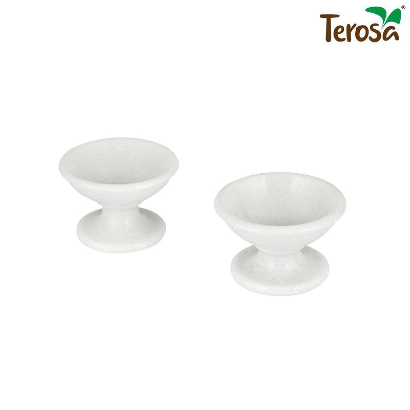 Buy Pearl White Diya Set of 2 Handcrafted Marble - Standard or Large | Shop Verified Sustainable Products on Brown Living