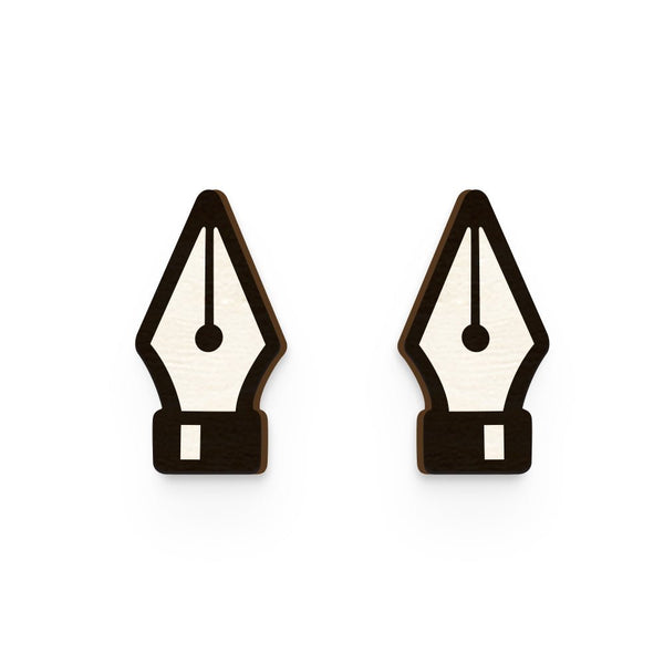 Buy Pen Hand Painted Wooden Earring | Shop Verified Sustainable Womens earrings on Brown Living™
