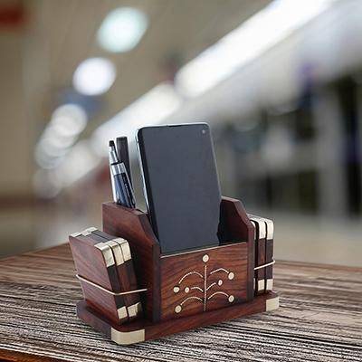 Buy Pen Stand for Office Stationery - Mobile Holder - Drink Wooden Table Coasters S of 6 - MADE IN INDIA | Shop Verified Sustainable Products on Brown Living