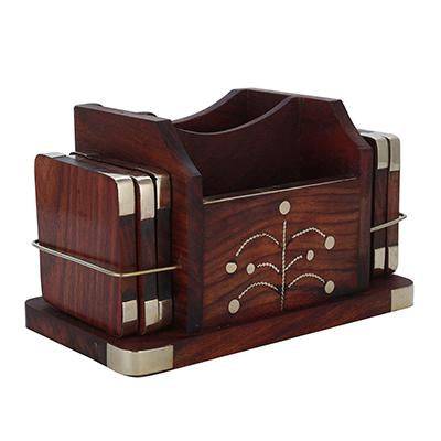 Buy Pen Stand for Office Stationery - Mobile Holder - Drink Wooden Table Coasters S of 6 - MADE IN INDIA | Shop Verified Sustainable Products on Brown Living