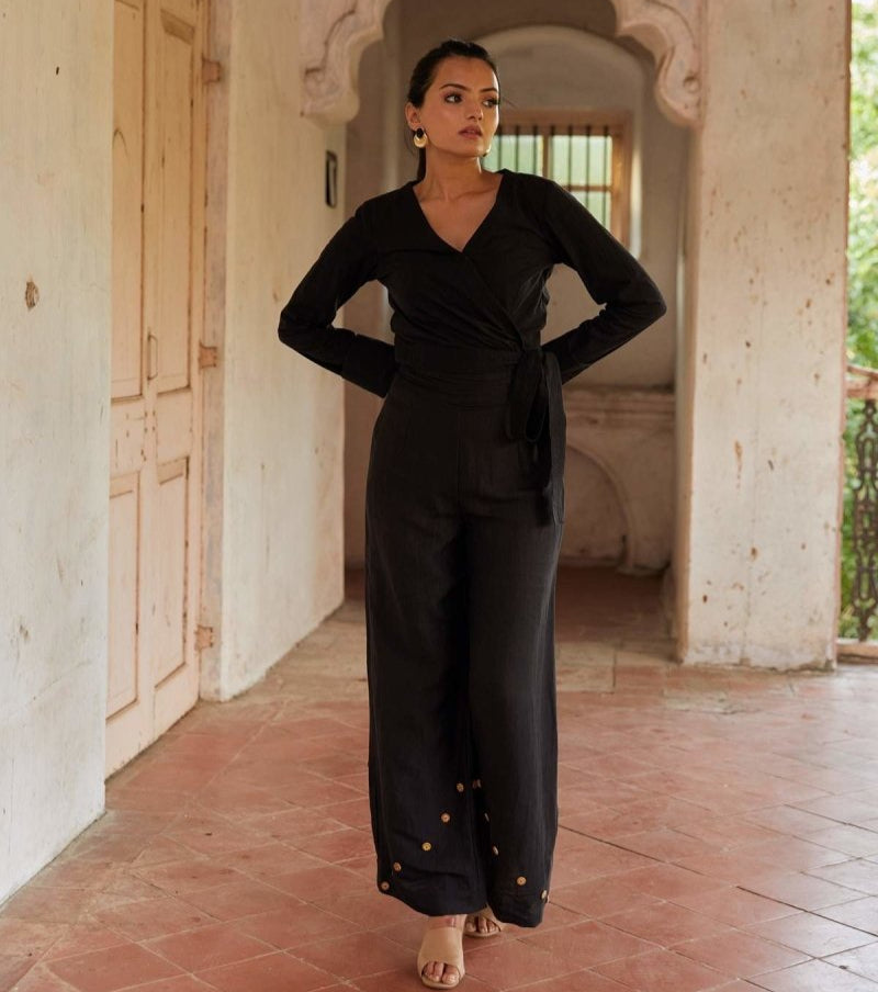 Perched Black Detachable Jumpsuit | Hemp Bamboo Fabric | Verified Sustainable by Brown Living™