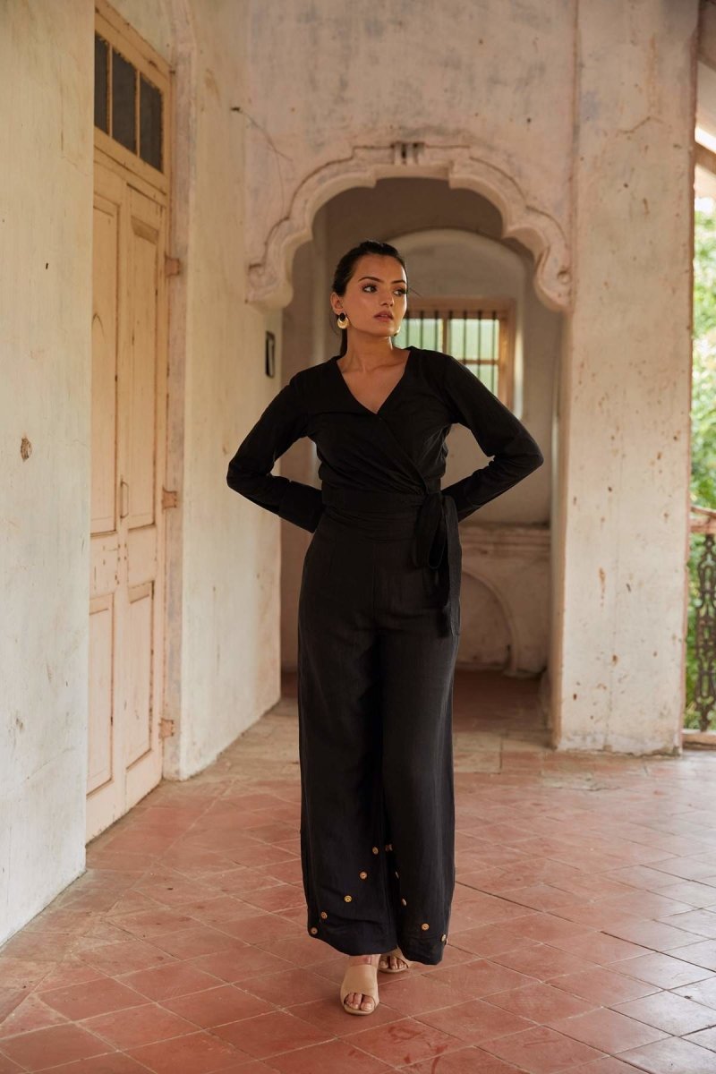 Buy Perched Black Jumpsuit | Hemp Bamboo Fabric | Black Jumpsuit | Shop Verified Sustainable Products on Brown Living