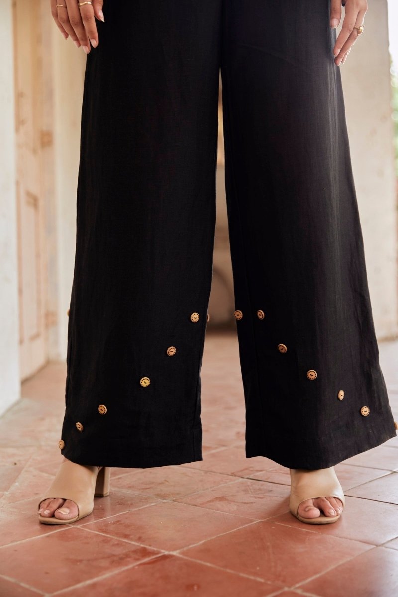 Buy Perched Black Trousers | Hemp Bamboo Fabric | Naturally Dyed | Shop Verified Sustainable Products on Brown Living