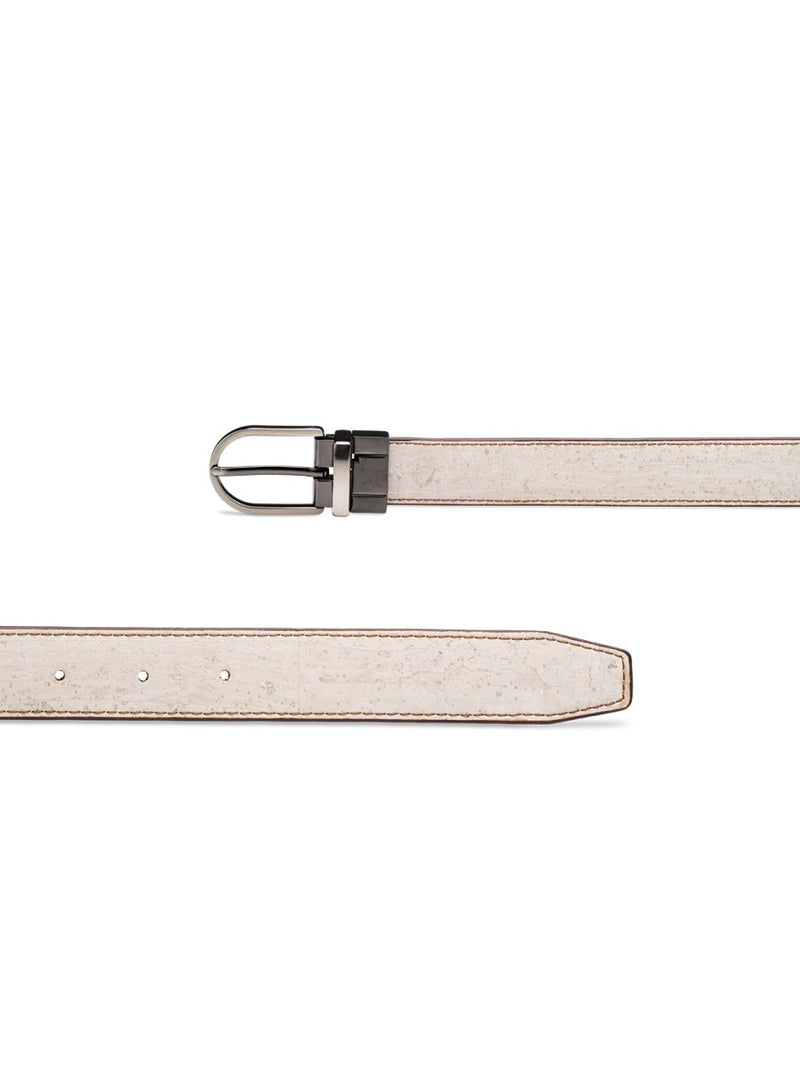 Buy Pia Cork Women’s Reversible Belt - Cinnamon & White Smoke | Shop Verified Sustainable Products on Brown Living