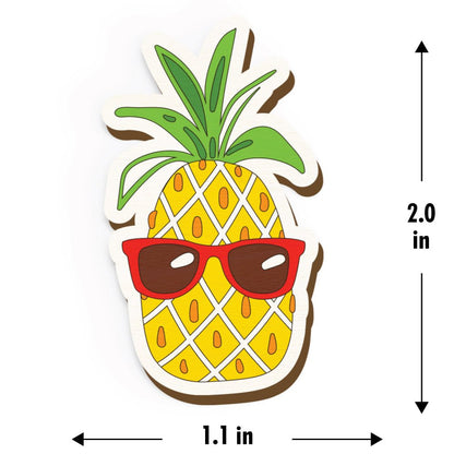 Pineapple Glasses Hand Painted Wooden Magnet | Verified Sustainable by Brown Living™