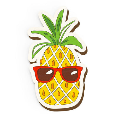 Pineapple Glasses Hand Painted Wooden Magnet | Verified Sustainable by Brown Living™