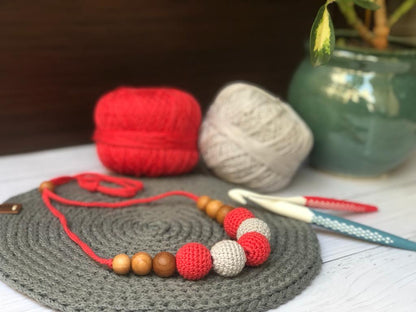 Yellow and White Crochet Wooden Beads Adjustable Necklace | Verified Sustainable by Brown Living™