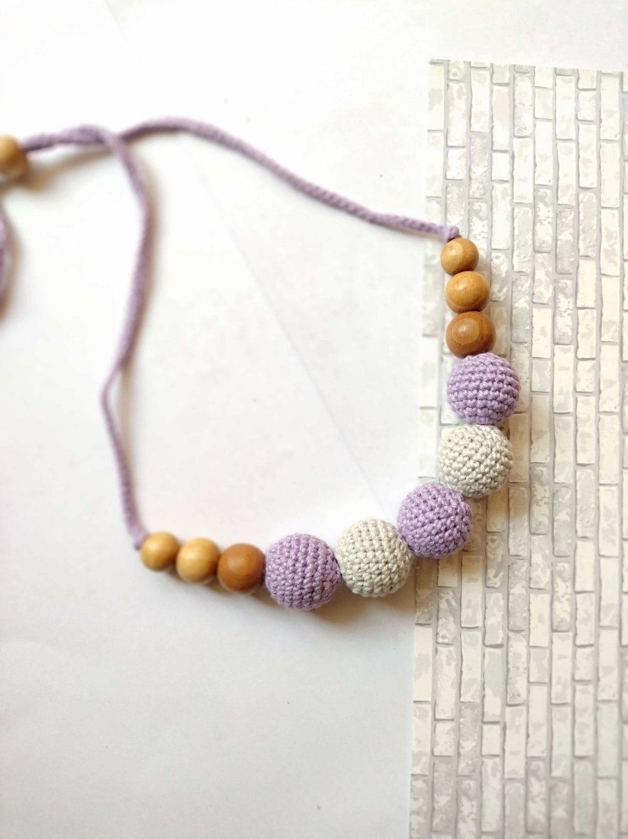 Yellow and White Crochet Wooden Beads Adjustable Necklace | Verified Sustainable by Brown Living™