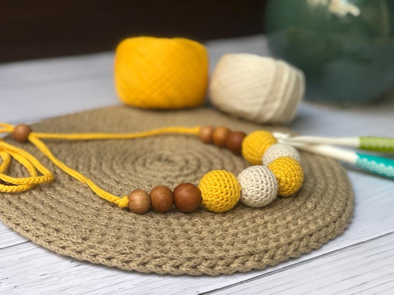 Buy Pure cotton Crochet Beaded choker Handmade Necklace | Sustainable Jewellery | Shop Verified Sustainable Womens Necklaces on Brown Living™