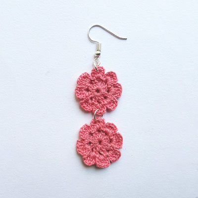Pink Delight - Handmade Crochet Earring – Womens Earrings on Brown Living™. SKU: WT - PD - 01. Img 2.